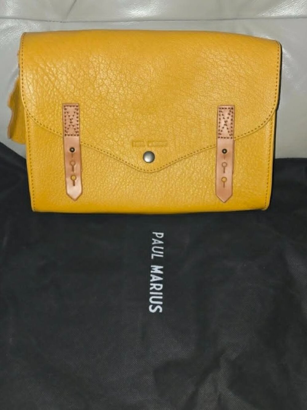 NWT PAUL MARIUS Crossbody Bag Purse Leather L'Indespensable Yellow Safran